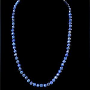 Vintage Lapis Sterling Silver Beaded Gemstone Necklace 22”